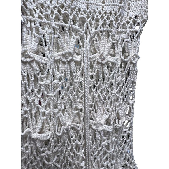 White Diamond Women’s Ivory Crochet Top Boho Sexy Size Large - Picture 6 of 7